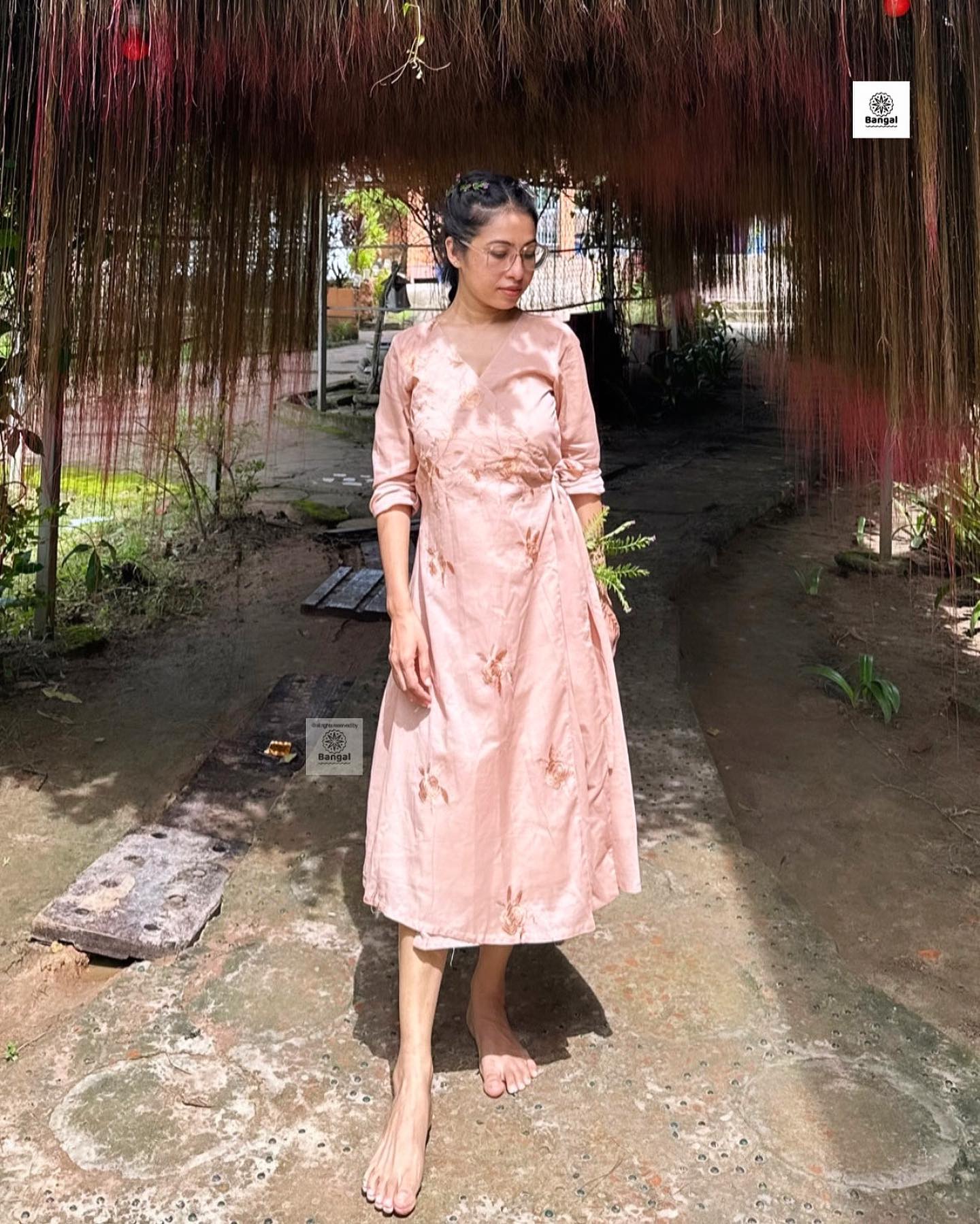 Hidden rose wrap dress