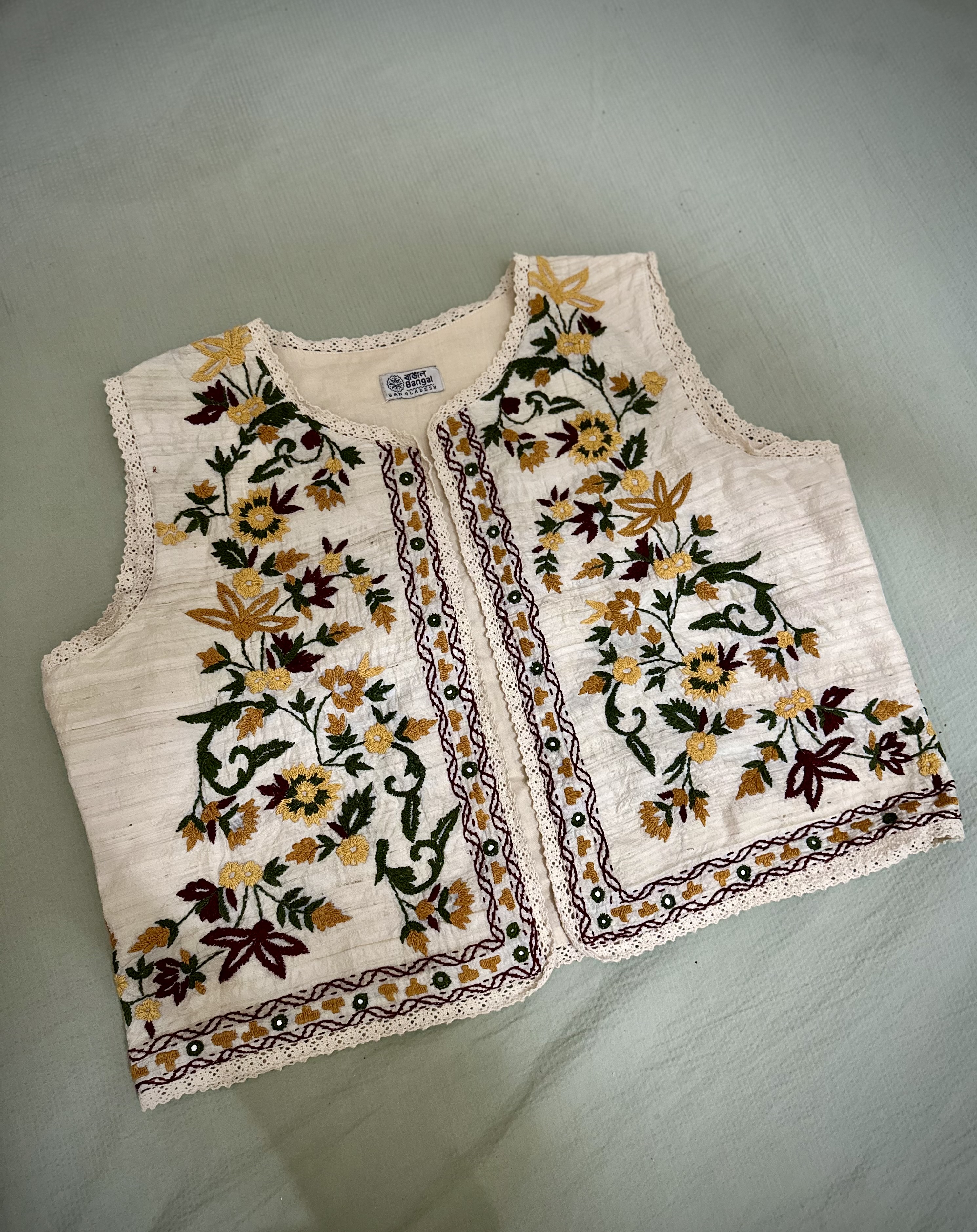 Hand embroidered vest