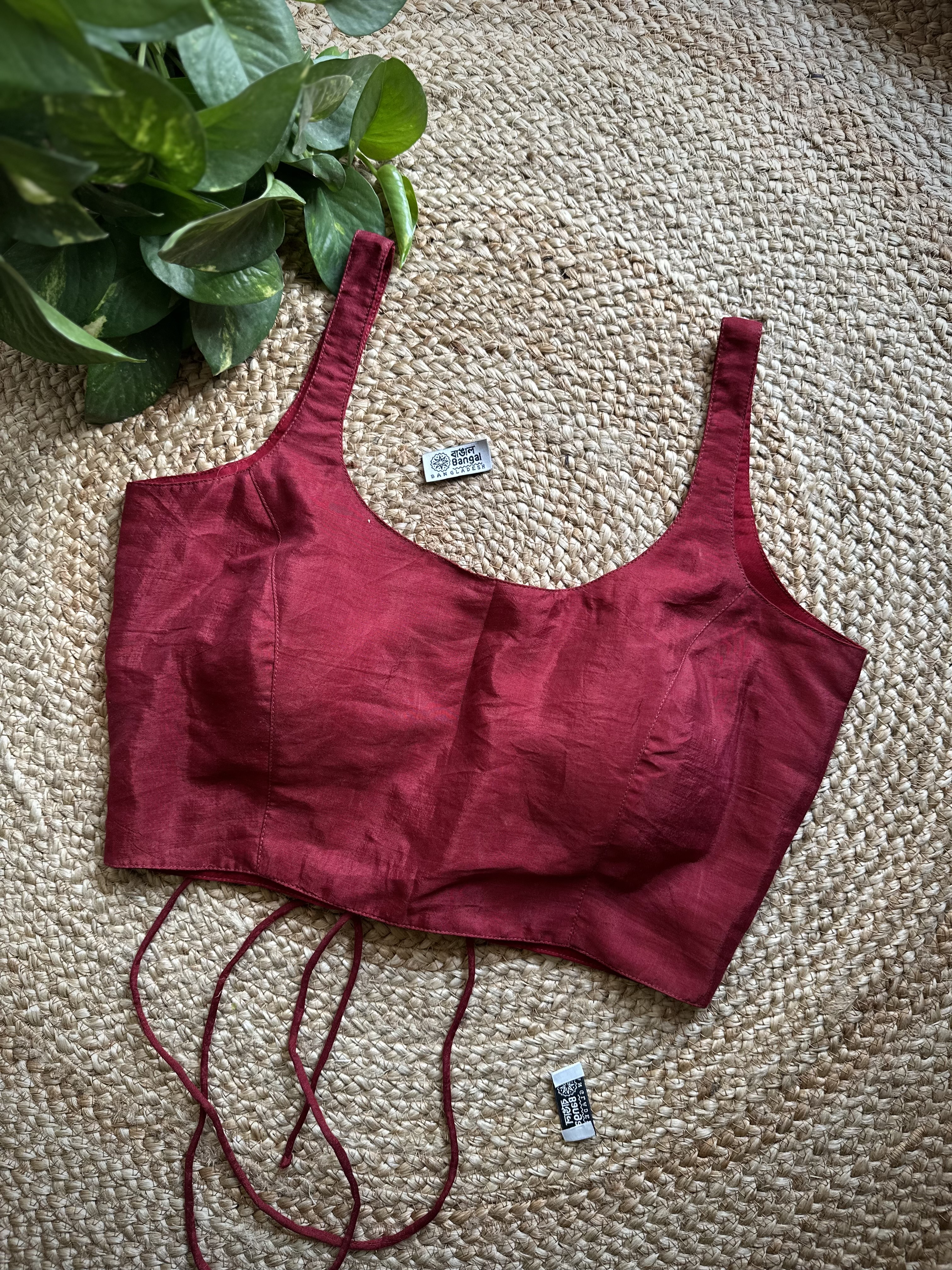 maroon silk blouse